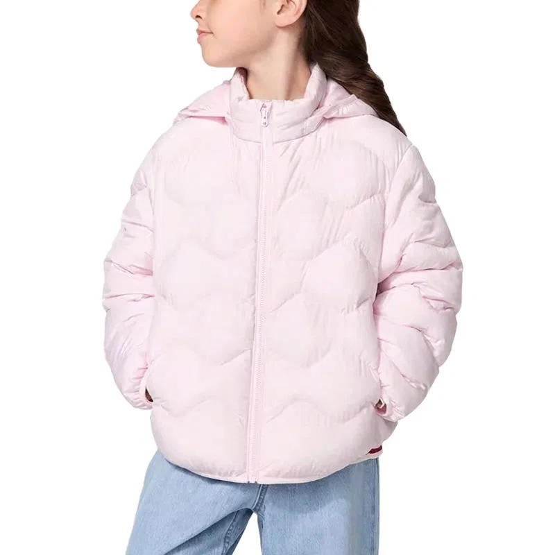 Детское стеганое пальто с капюшоном Pastel Pink UNIQLO