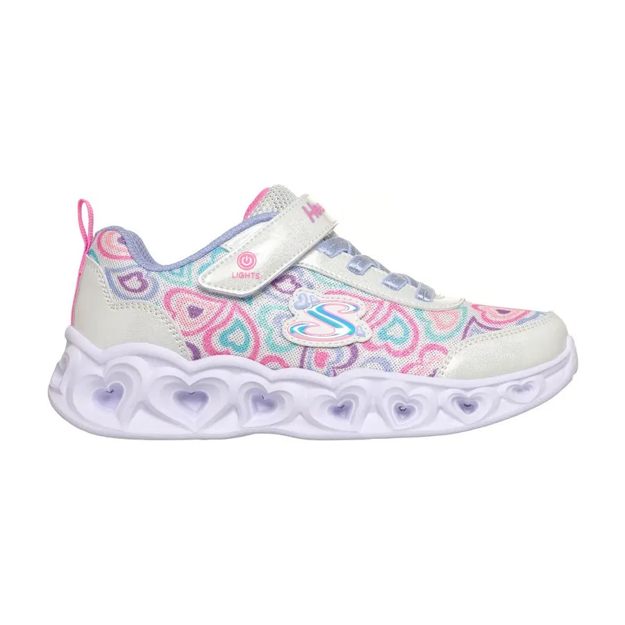 Кроссовки детские с подсветкой Heart Lights Boogie Love Skechers, Белый
