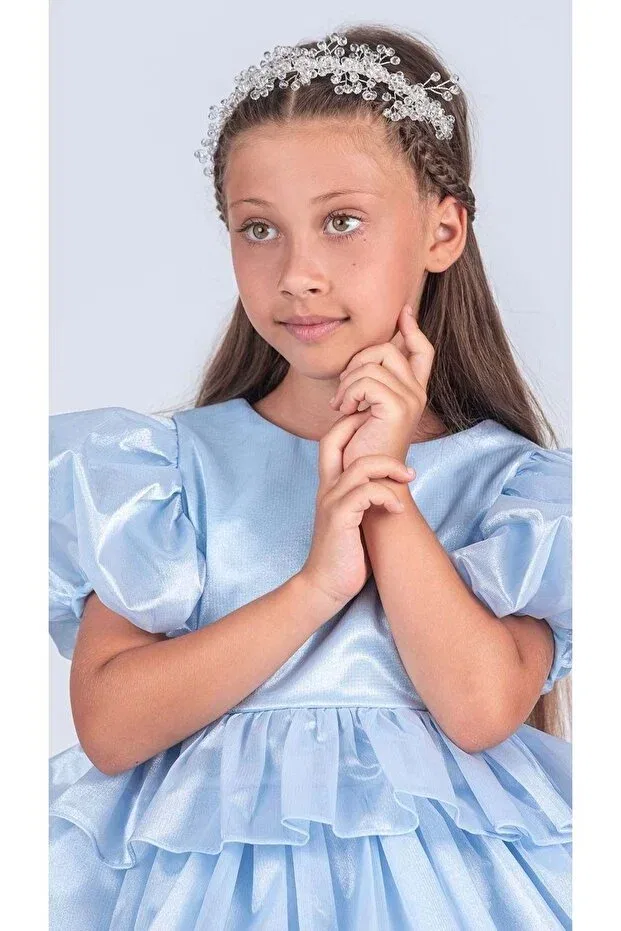 Детское платье для девочек с коротким рукавом Mnk Baby&Kids, Blue — фото 4