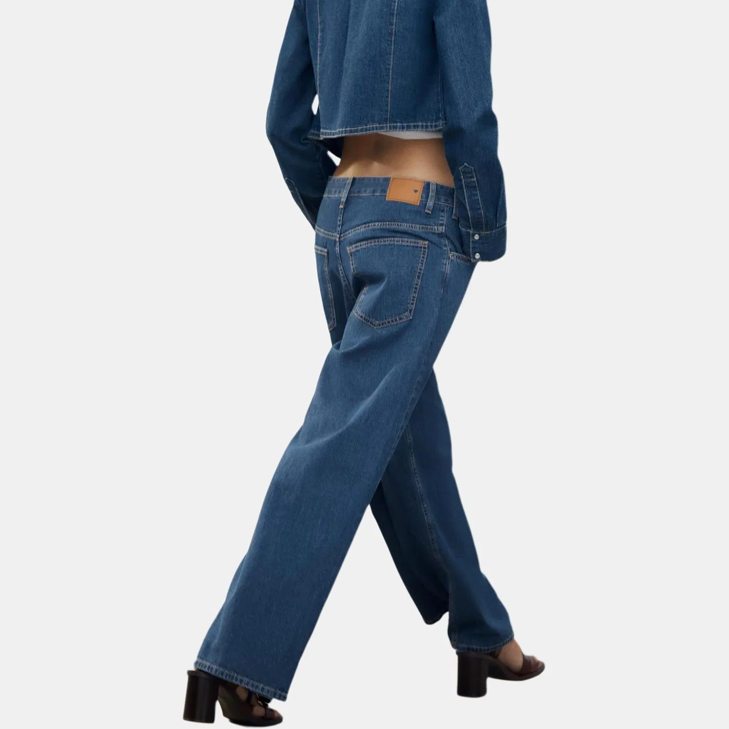 Женские джинсы свободного кроя с широкими штанинами Sea Blue ZARA, Sea Blue — фото 4