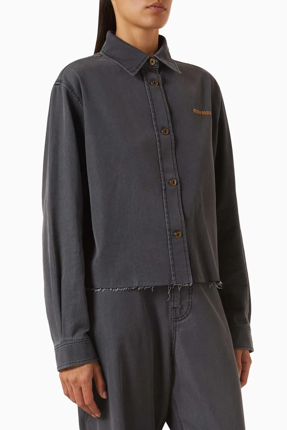 Рубашка хлопковая Chambray Miu Miu