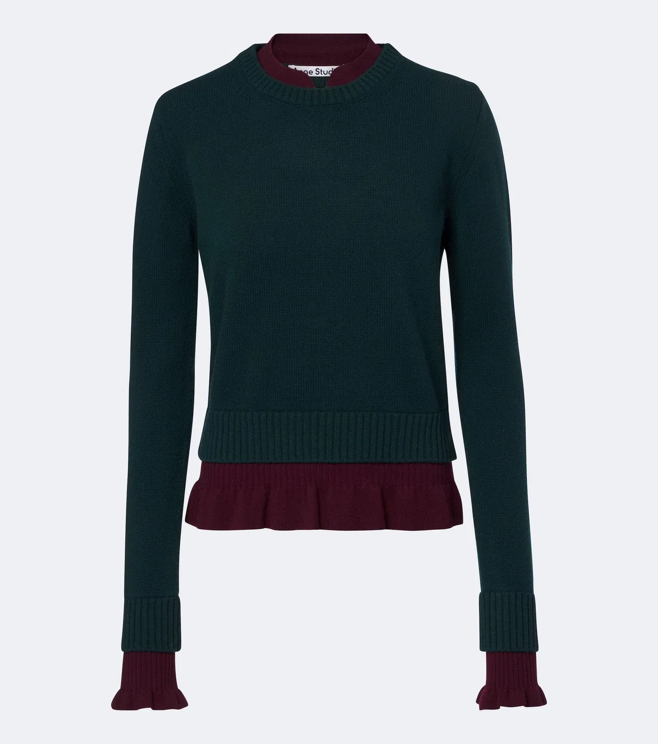 Свитер многослойный шерстяной Acne Studios, зеленый