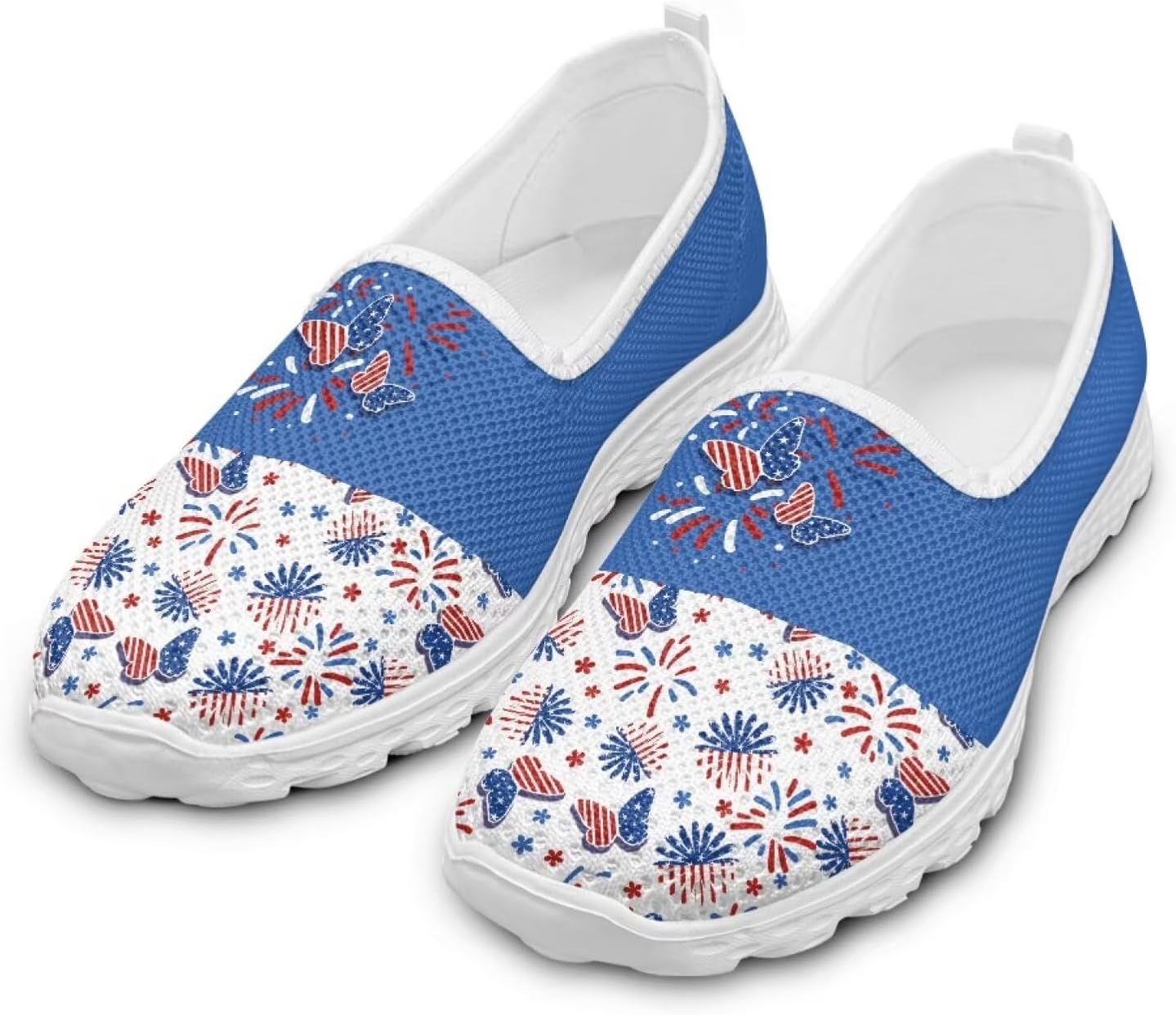 

Кроссовки Jeiento с американским флагом для женщин и мужчин, кеды для Дня независимости, сетчатые спортивные кроссовки, низкие плоские кроссовки для путешествий, Butterfly Celebrate Independence Day