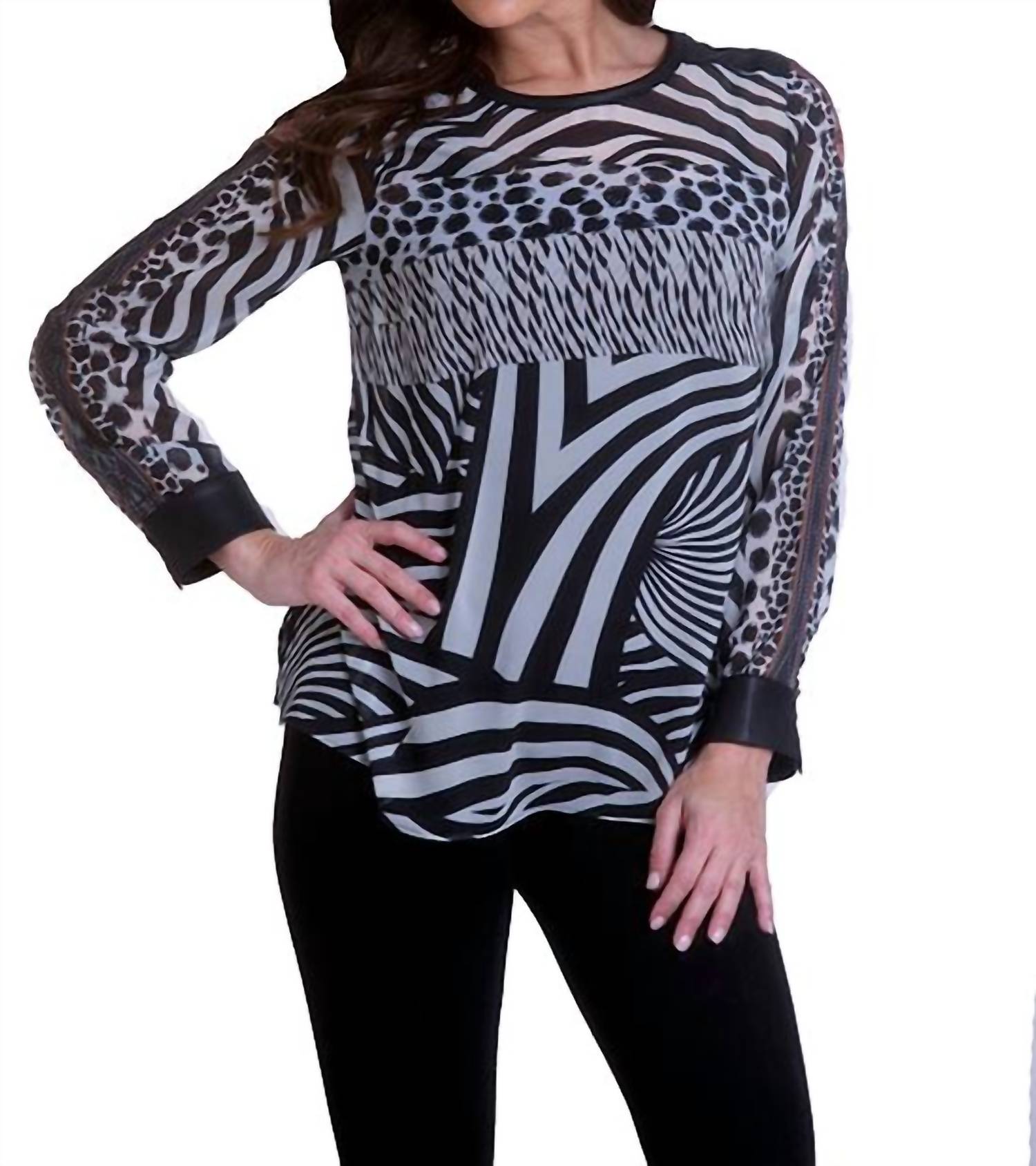 

Туника с длинными рукавами и круглым вырезом цвета зебры ANGEL, цвет zebra