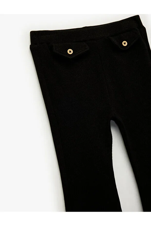 Детские леггинсы для девочек хлопковые с пуговицами Koton, Black — фото 3