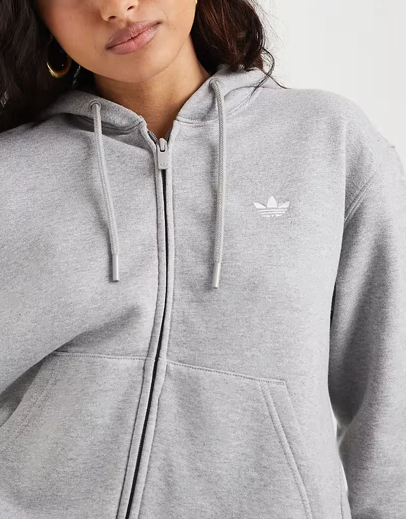 Худи Adidas Originals Essential на молнии, серый — фото 3