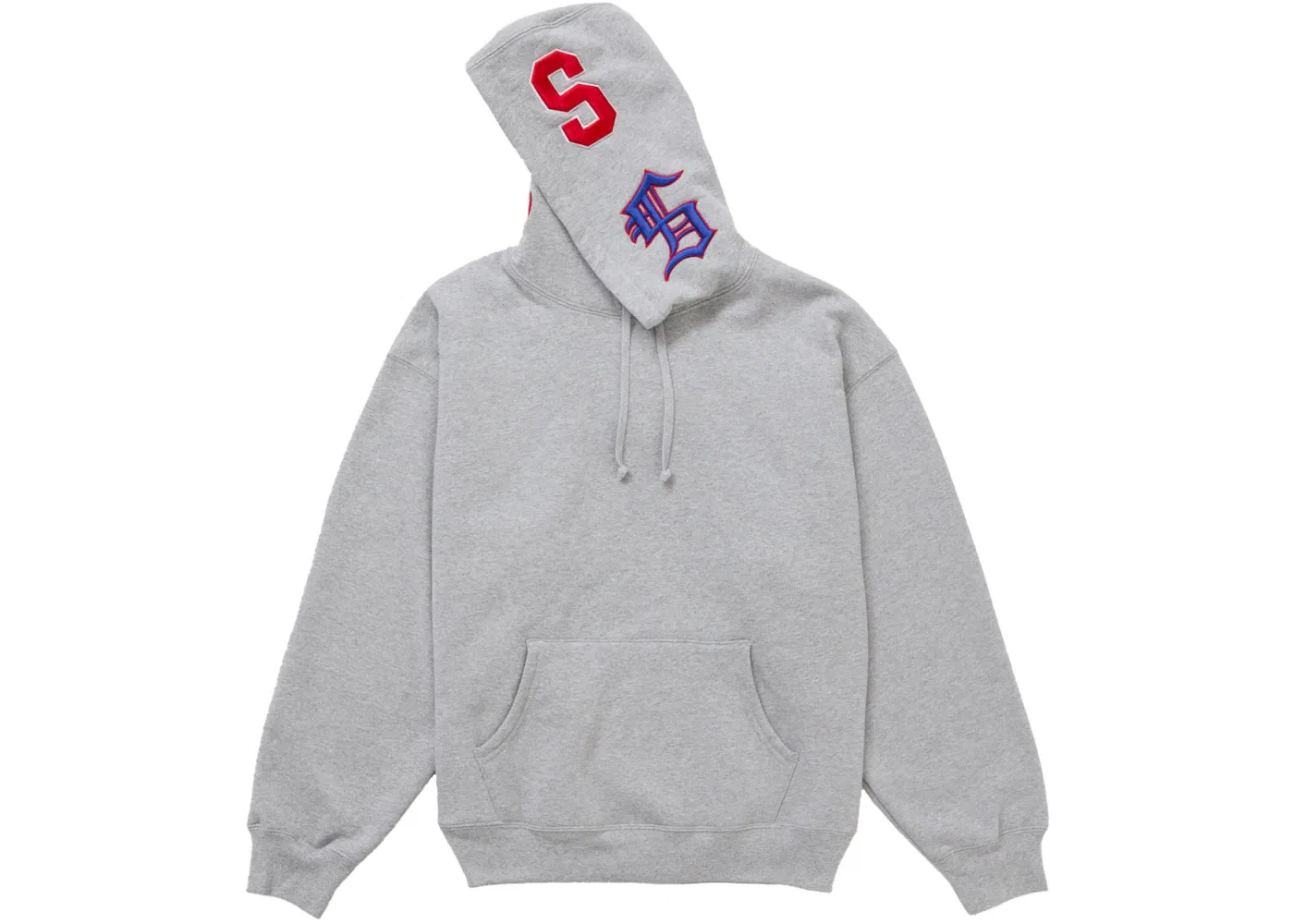 Мужской худи с капюшоном с принтом Supreme Multi S Logo Sweatshirt, Heather Grey — фото 2