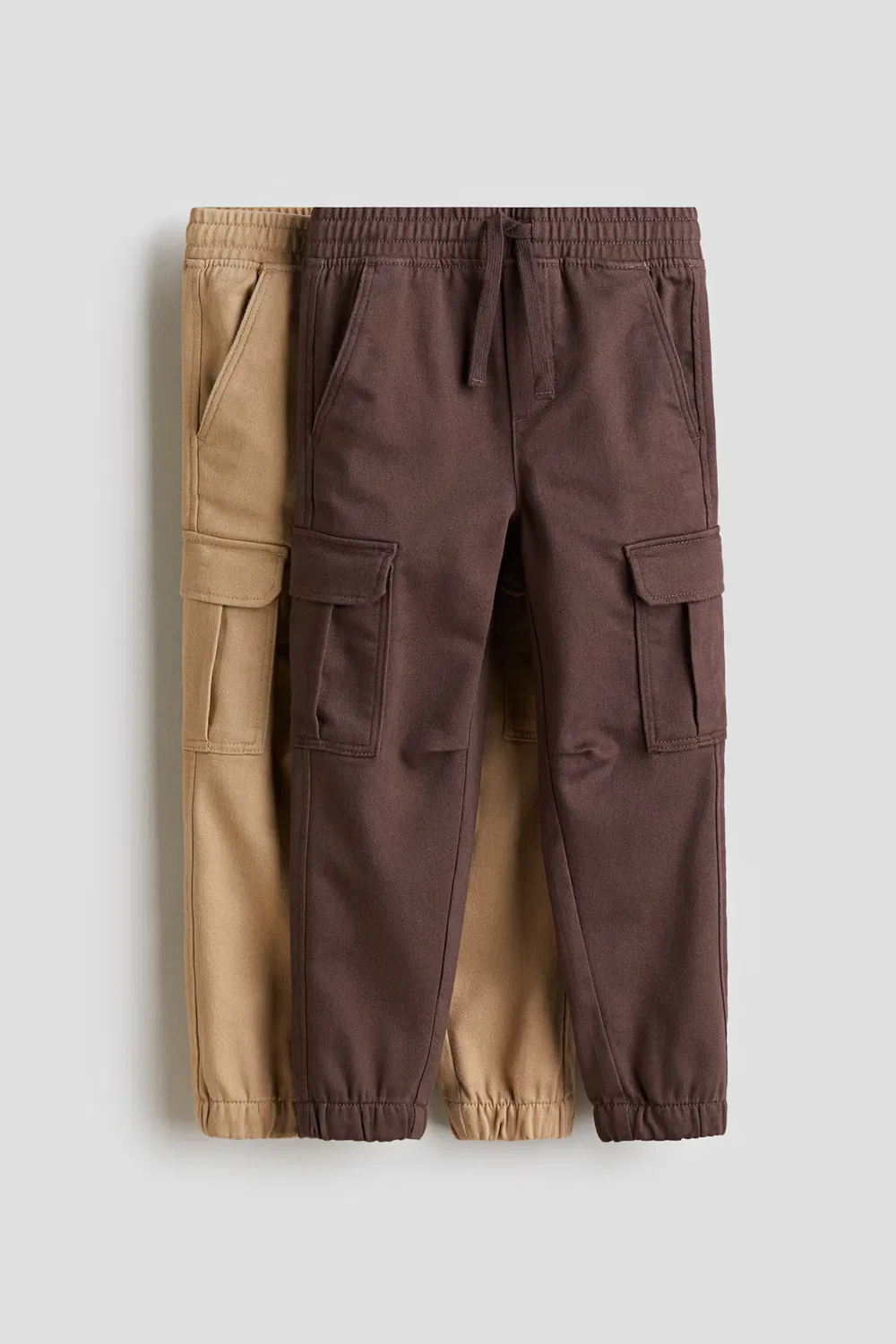 Комплект из 2 брюк-джоггеров с карманами H&M, Braun/Beige