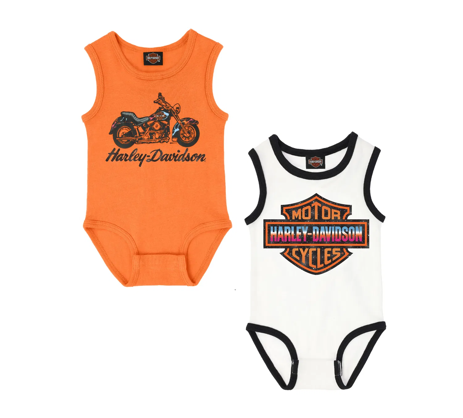 Детский комплект боди без рукавов 2 шт Rib Bodysuits Harley Davidson, White/Harley Orange