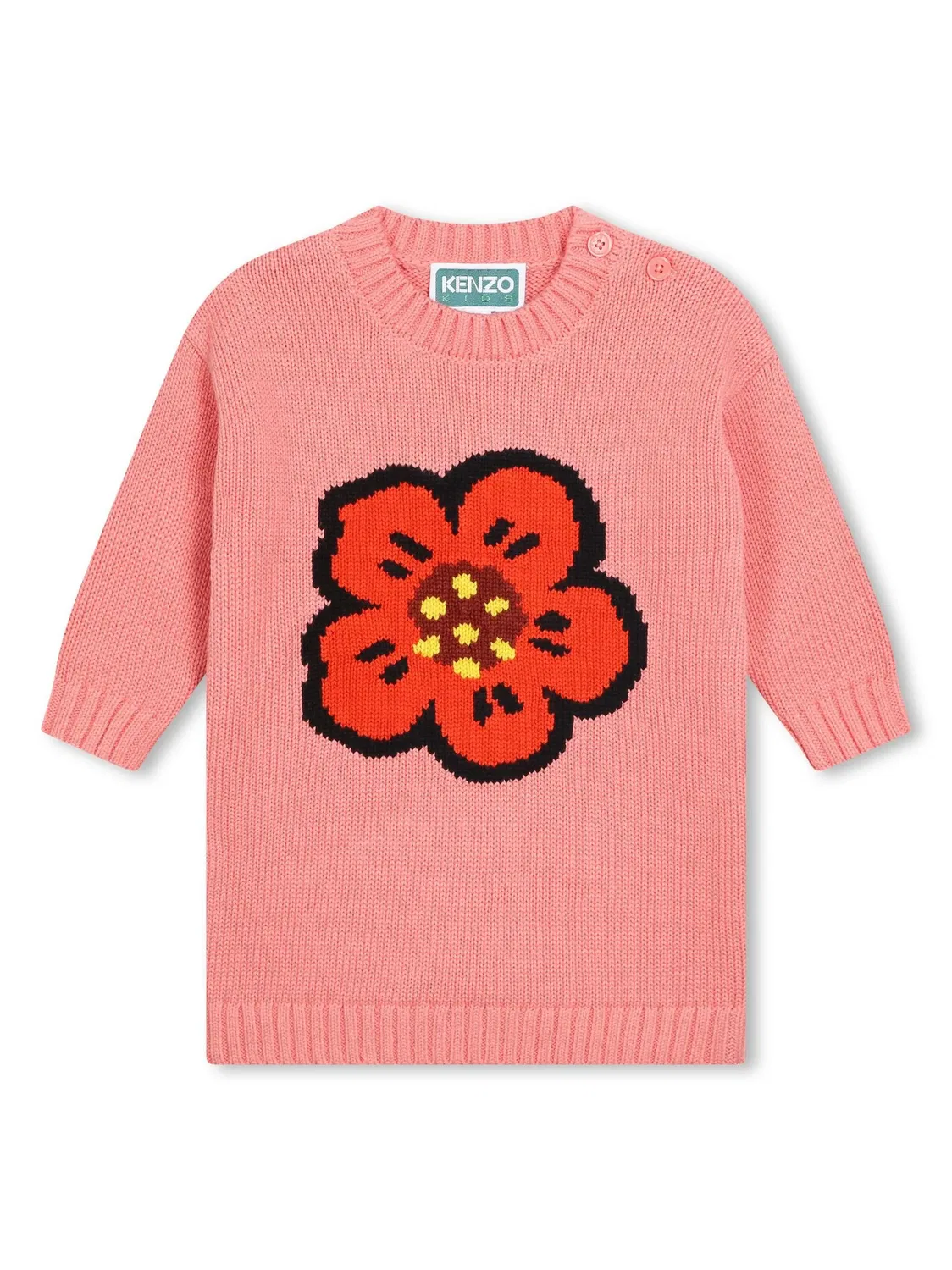 Платье с жаккардовым узором Цветок Боке Kenzo, розовый