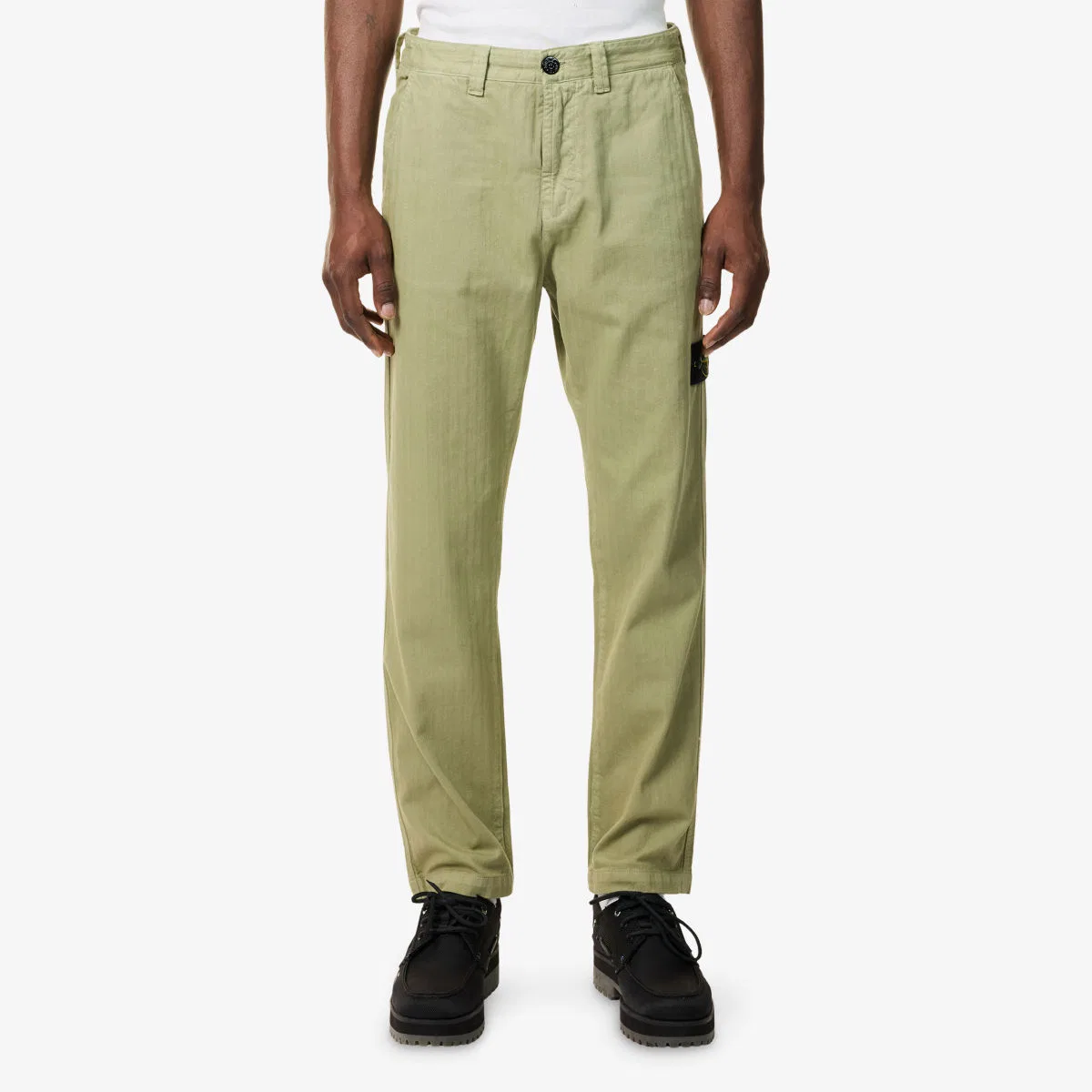 Хлопковые брюки Compass-badge в елочку Stone Island, зеленый — фото 3