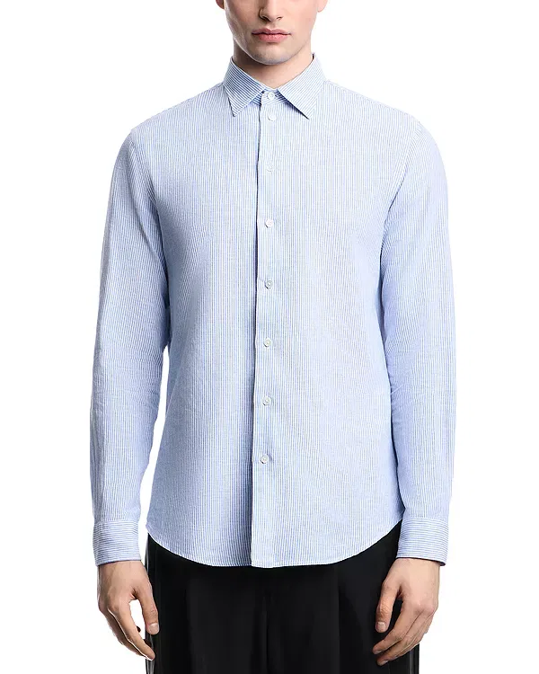 Мужская рубашка с длинным рукавом Emporio Armani, Light Blue Stripes