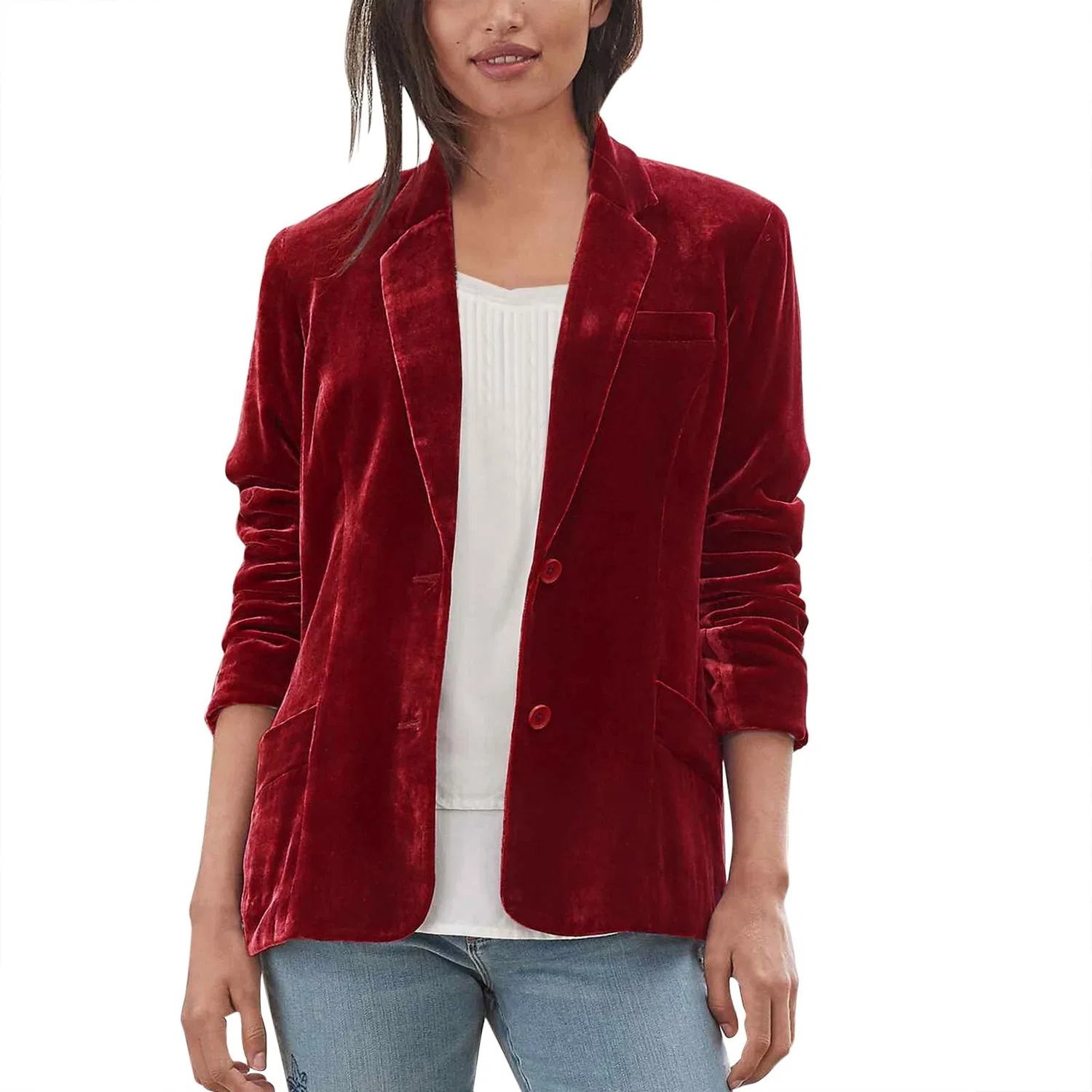 Женское пальто свободного кроя с лацканами, длинным рукавом, Red