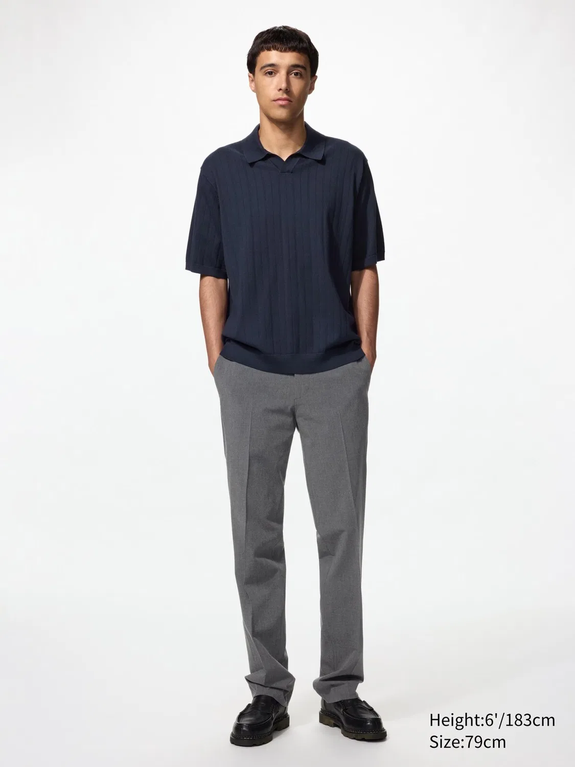 Брюки Uniqlo, умные, удлиненная длина 85 см, серый