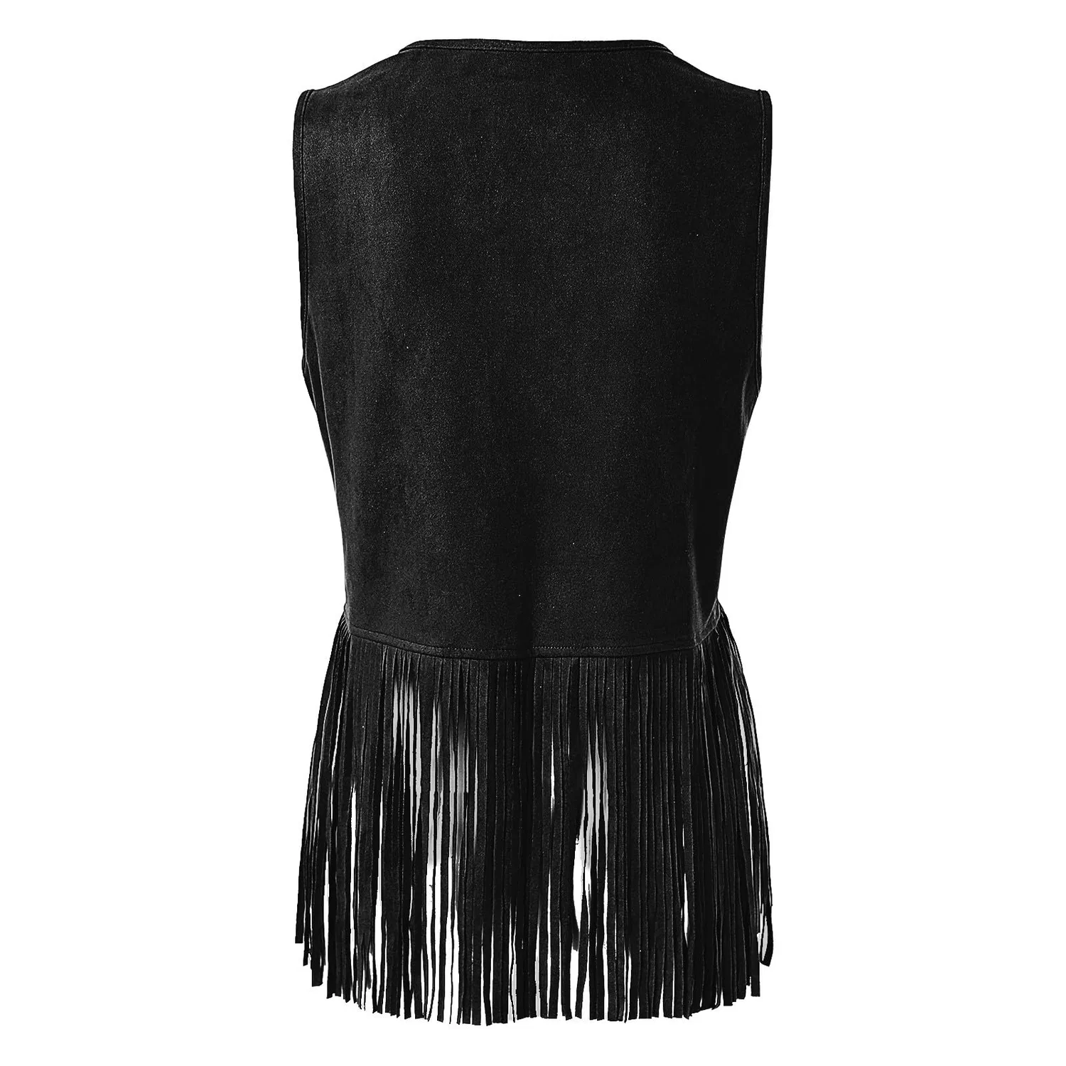 Женский жилет с бахромой Vintage Sleeveless Vest, Black — фото 3