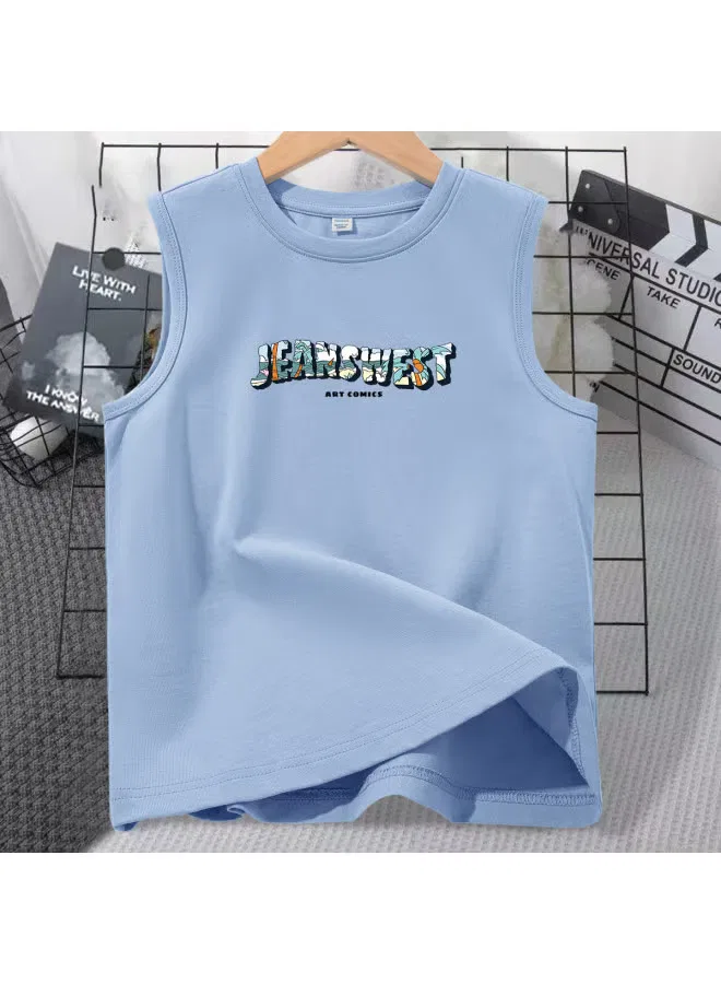 Майка детская без рукавов хлопковая для мальчиков Jeanswest, синий — фото 2