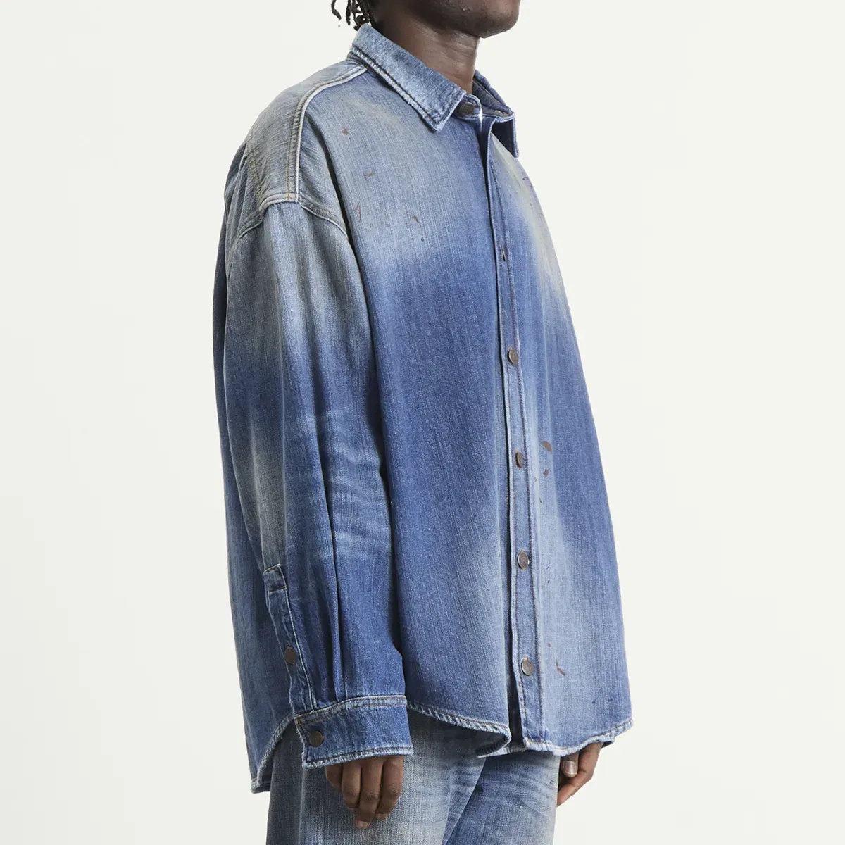 Джинсовая рубашка с воротником Trafalgar Acne Studios, Mid Blue — фото 2