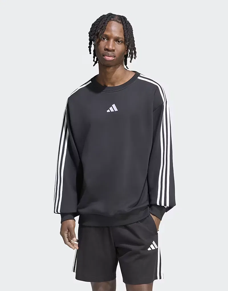 Толстовка Adidas Performance Essentials с тремя полосками из французского махрового трикотажа, черно-белая