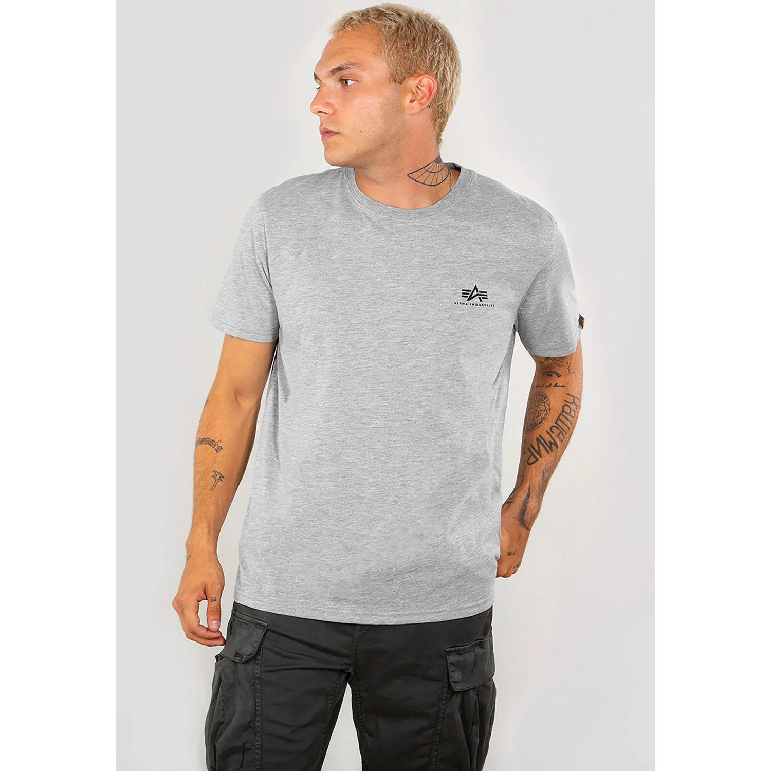 Детская футболка с логотипом Alpha Industries, Grey Heather