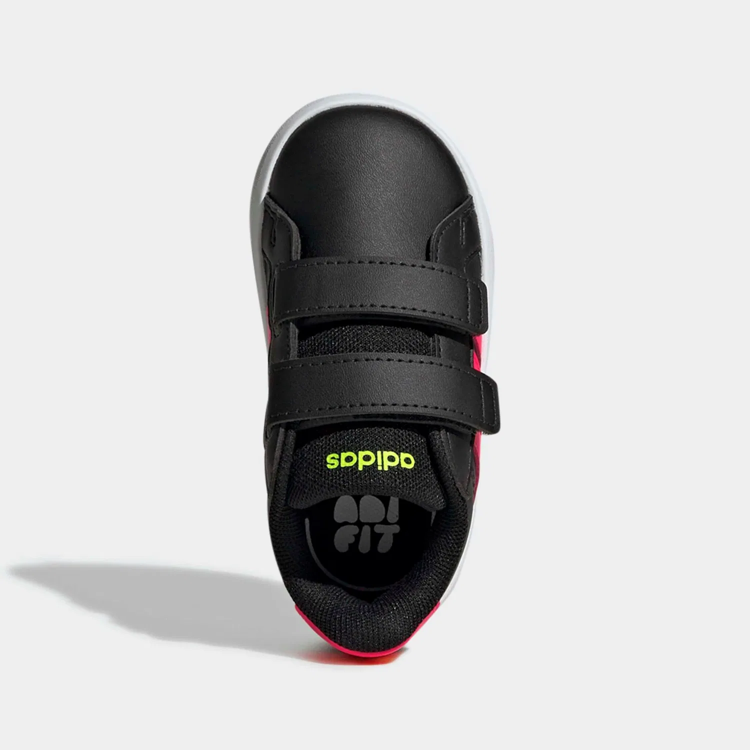 Детские кроссовки с тремя полосками Adidas Grand Court 3.0, Core Black/Lucid Red/Lucid Lemon — фото 4