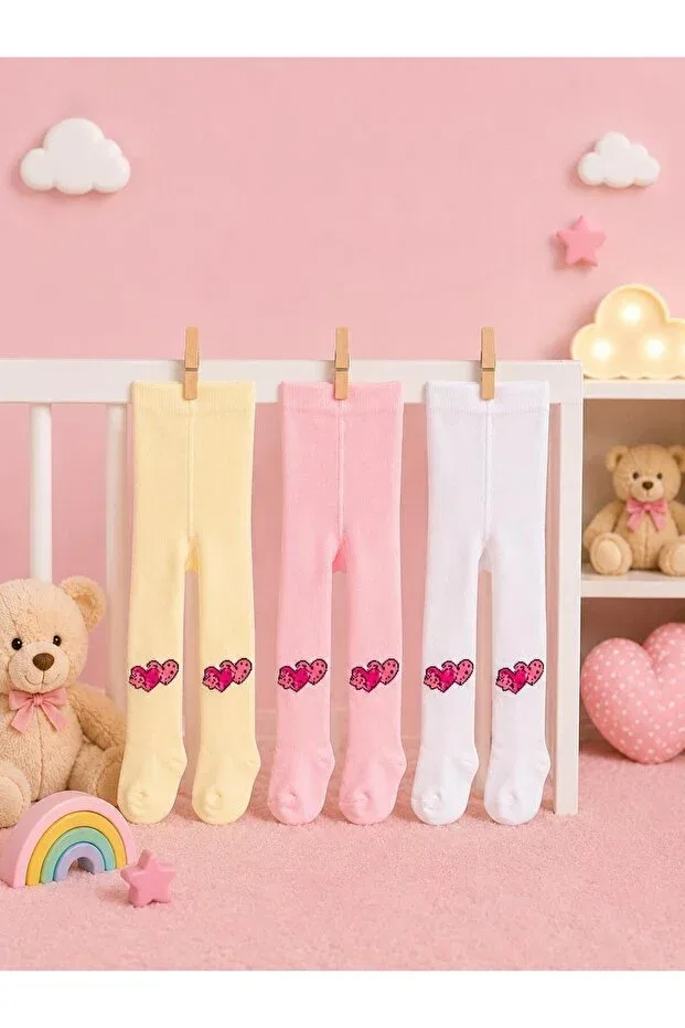Детские колготки для девочек с принтом 3 шт Lakoren, Pink