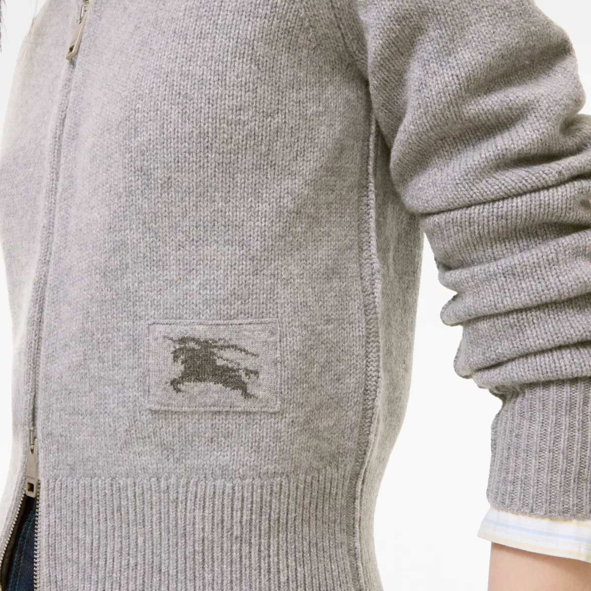 Женский свитер из кашемира с воротником-стойкой Mixed Gray Burberry, Mixed Gray — фото 4
