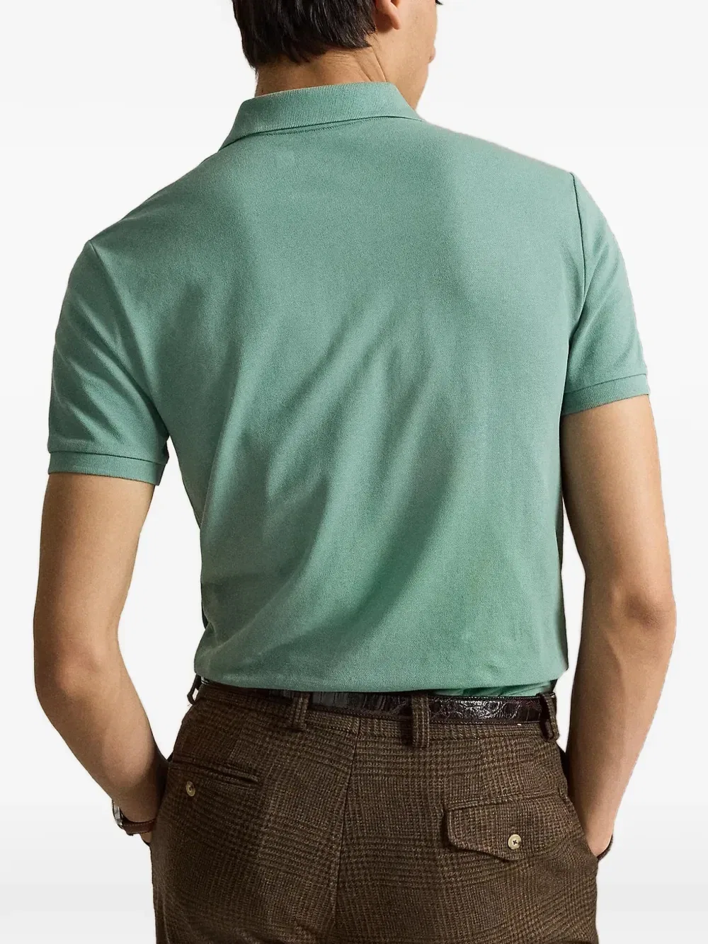 Поло из эластичной сетки по фигуре Custom Slim Fit Polo Ralph Lauren, зеленый — фото 3