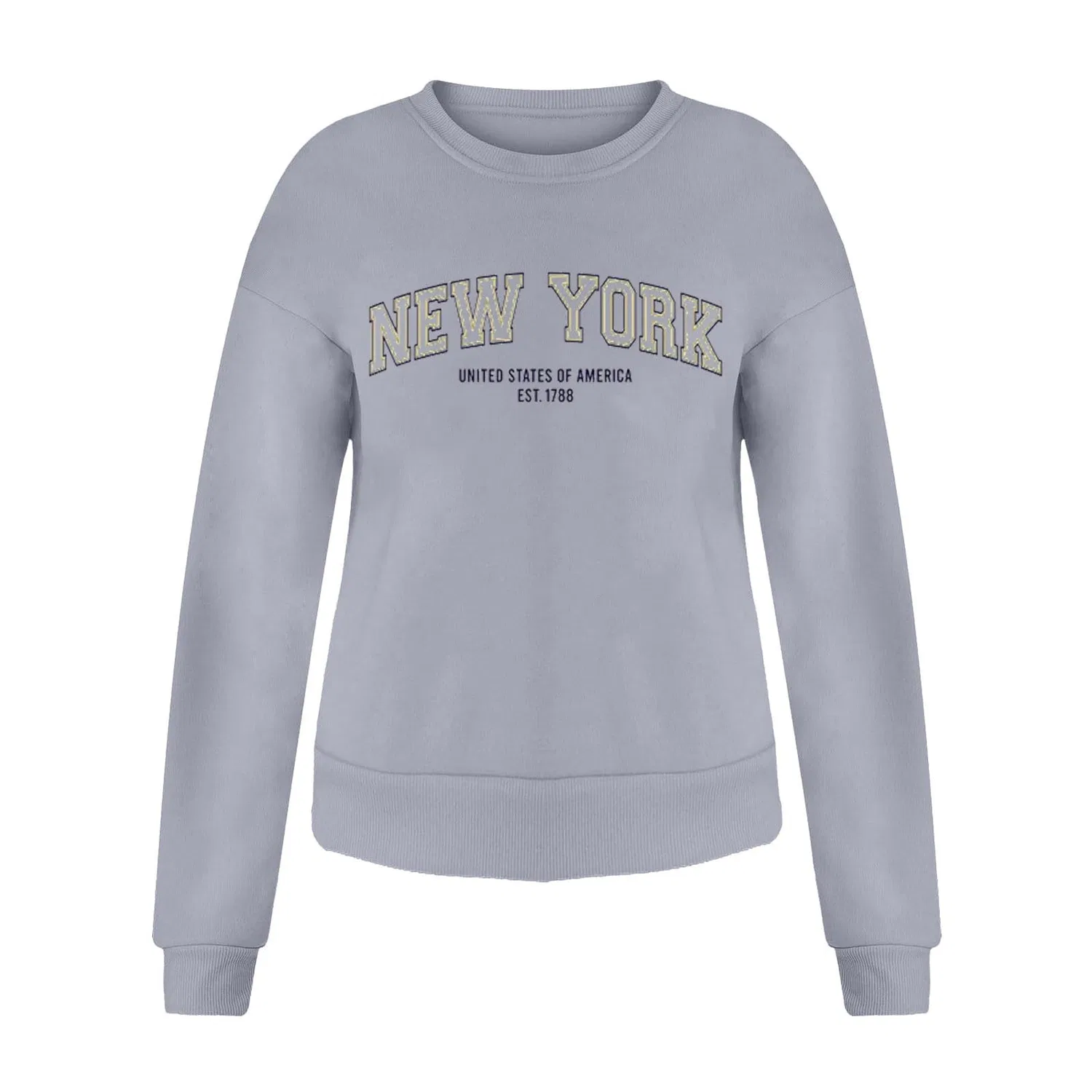 Женский свободный худи с круглым вырезом и длинным рукавом New York, Grey — фото 2