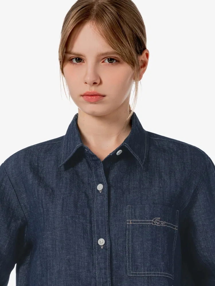 Рубашка-куртка джинсовая LACOSTE Navy, длинный рукав — фото 2