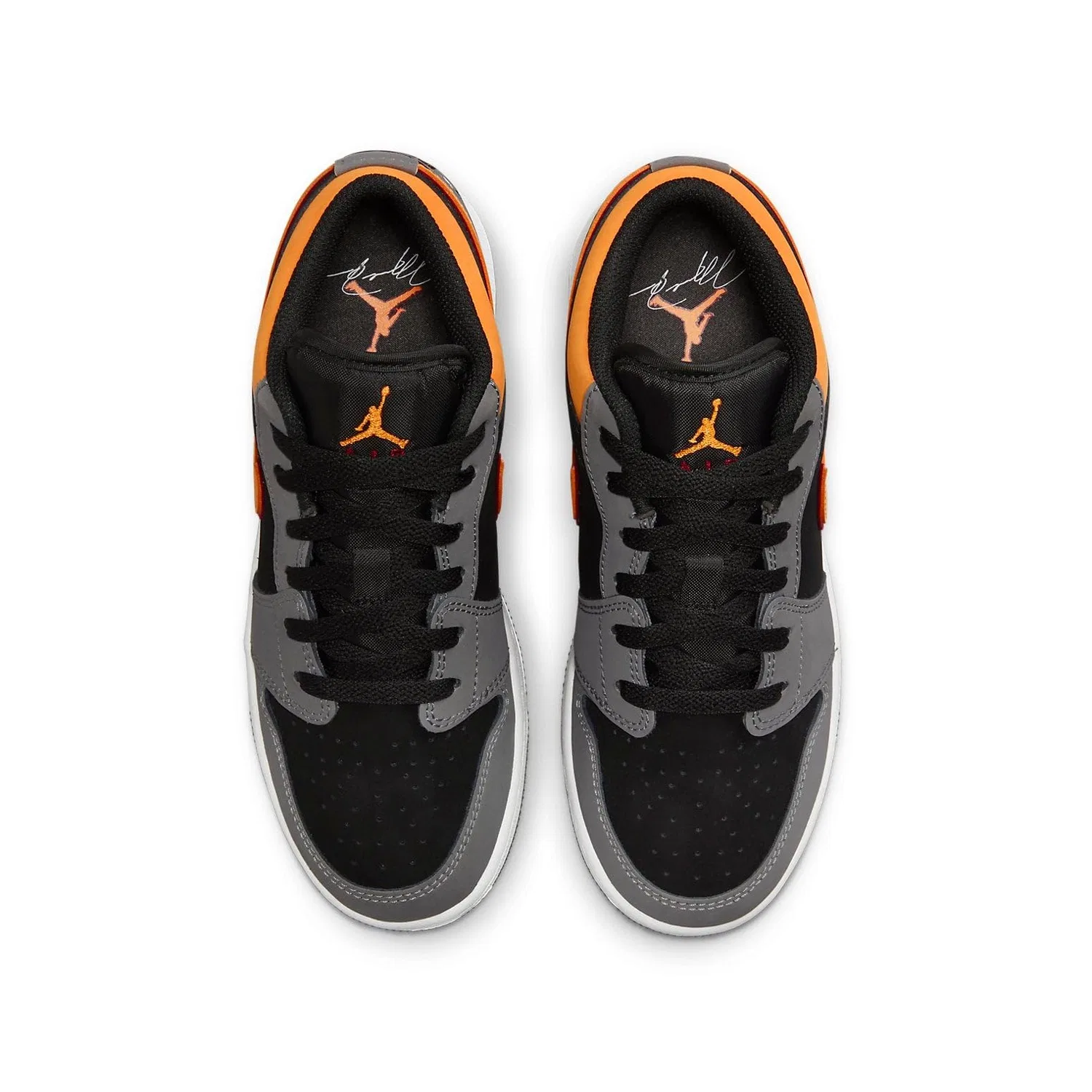 Детские кроссовки для мальчиков с принтом Air Jordan 1 Low Se (Gs) NIKE, Black Vivid Orange Graphite Lt — фото 3