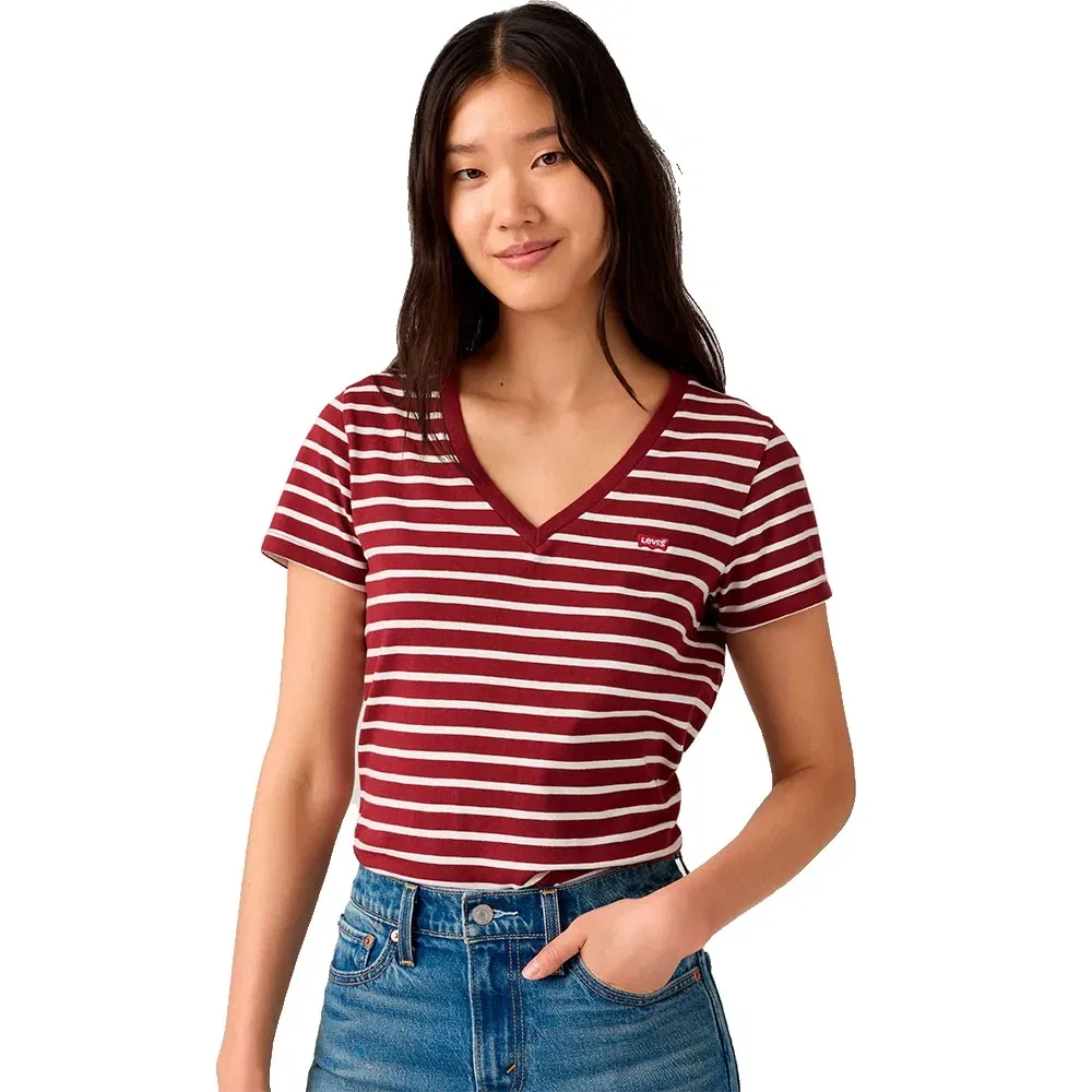 Женская футболка с V-образным вырезом и коротким рукавом Perfect Levi's, Red — фото 4