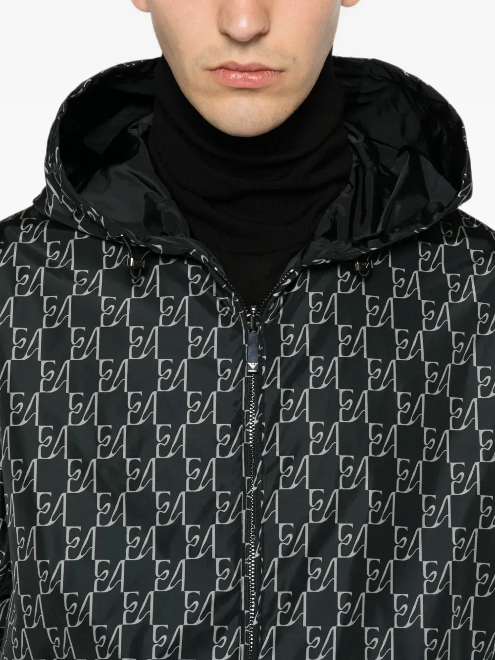 Двусторонняя куртка с монограмным принтом Emporio Armani, черный — фото 4