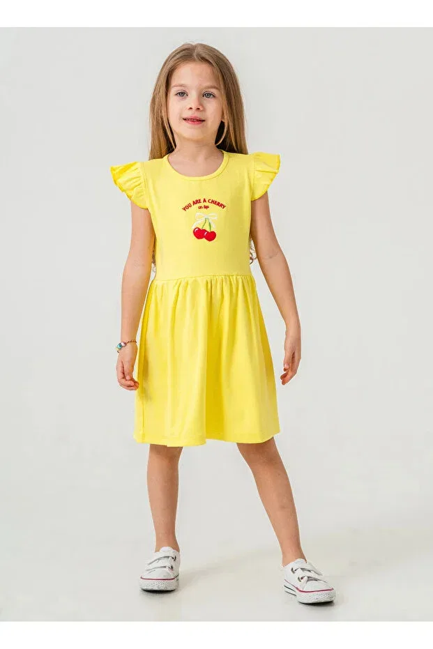 Детское платье для девочек с вышивкой Cherry Embroidered My Hanne, Yellow