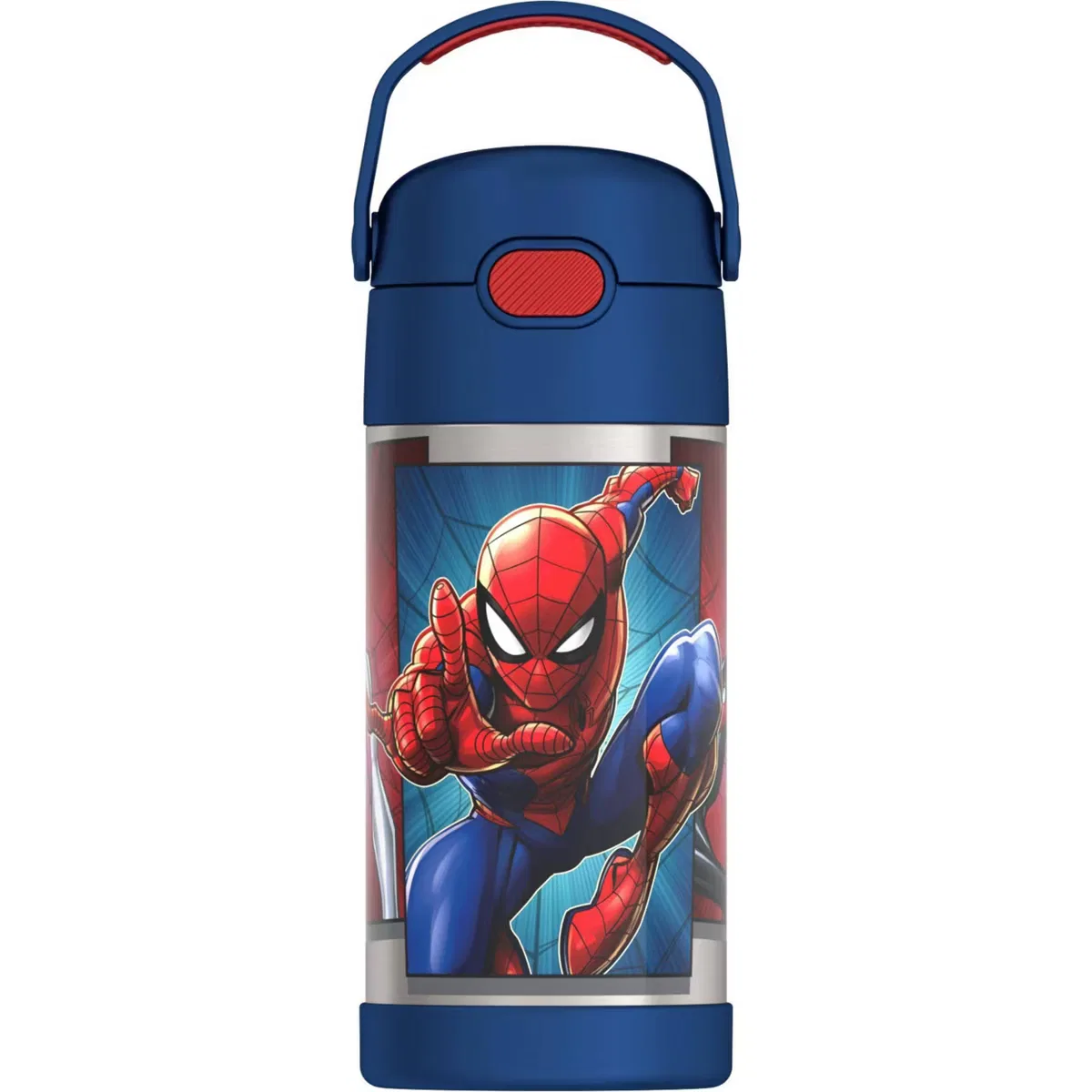 Детская бутылка для воды 350 мл из нержавеющей стали с трубочкой FUNtainer Spider-Man Thermos, Spider-Man