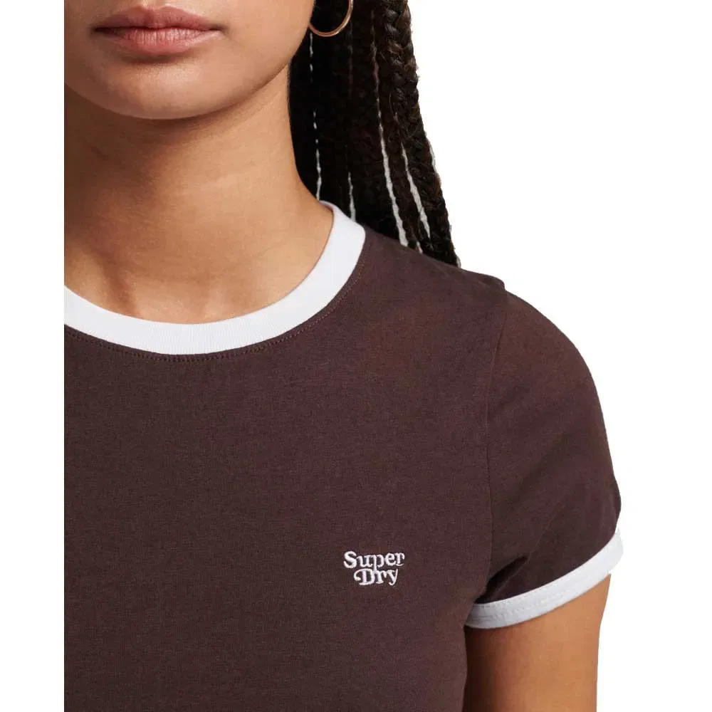 Футболка с коротким рукавом Vintage Ringer Crop Superdry, коричневый — фото 2