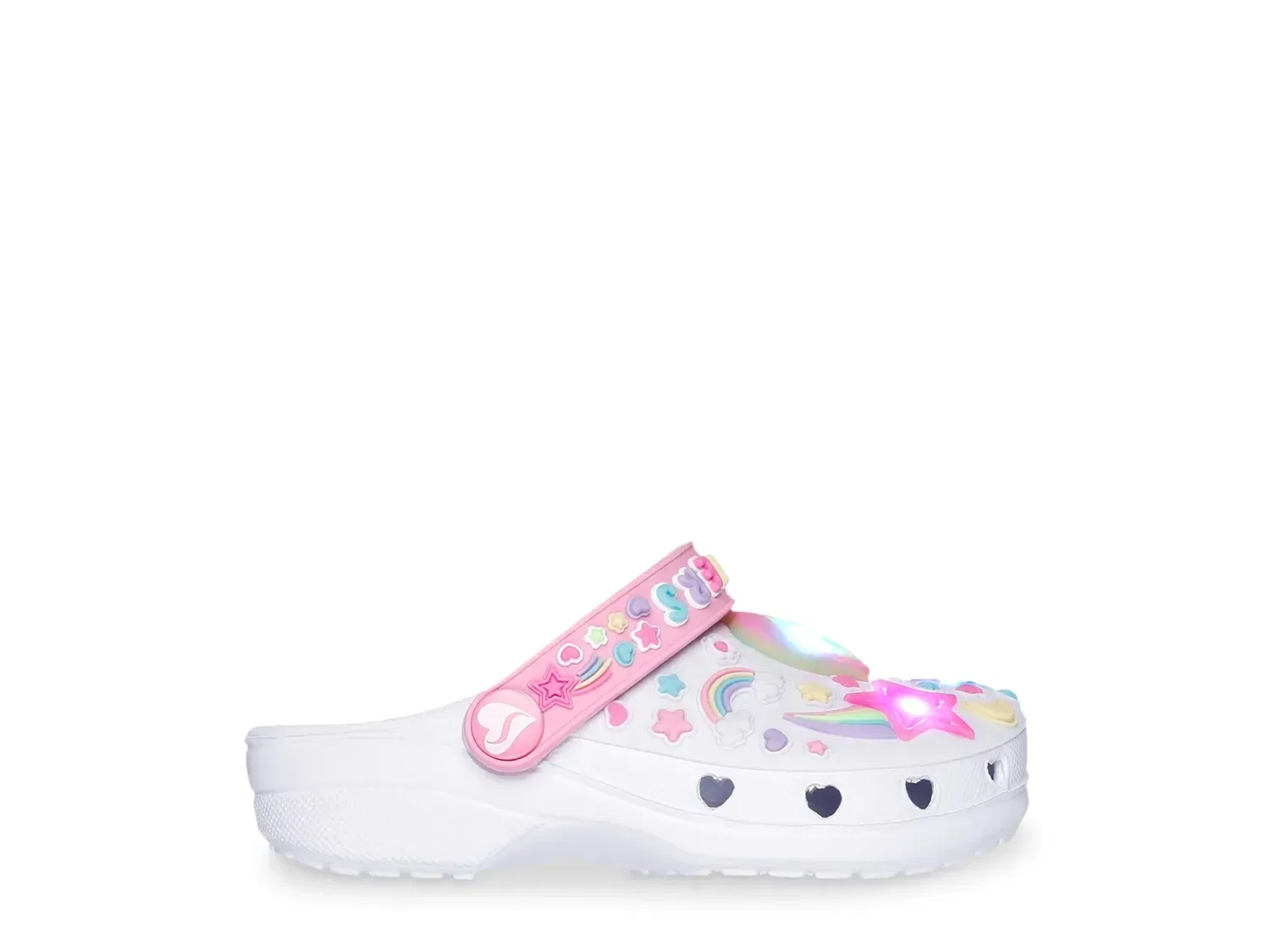 Светящиеся сабо Skechers Foamies Heart Charmer Girly Land с рисунком единорога, белые — фото 4