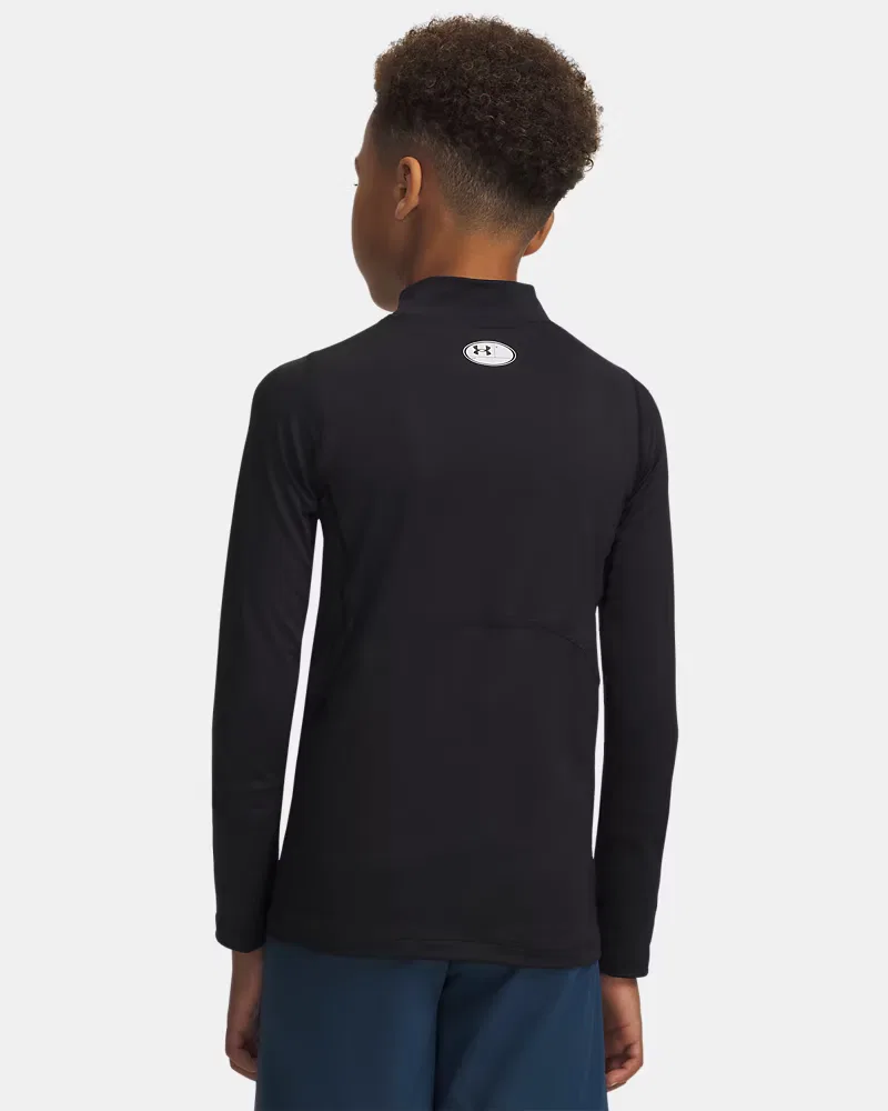 Лонгслив базовый слой с высоким воротом HeatGear UnderArmour, Black/White — фото 2