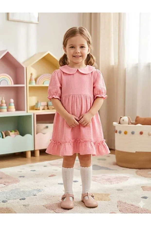 Детское платье для девочек хлопковое Mimi Little Kids, Pink