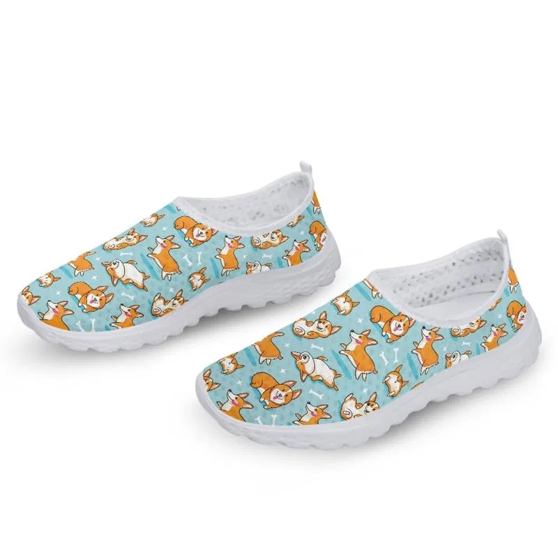 Детские кроссовки для девочек с принтом Cute Corgi Dog Women's Sports Sneakers Leopards Modern Painting Slip-On Sneakers Cartoon Nurse Training Shoes, Carino Cane Corgi Cartoon Garronmavis — фото 3