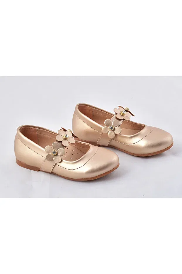 Детские балетки для девочек цветочные V.73B floral ballerinas-gold Vuddy, Gold — фото 3