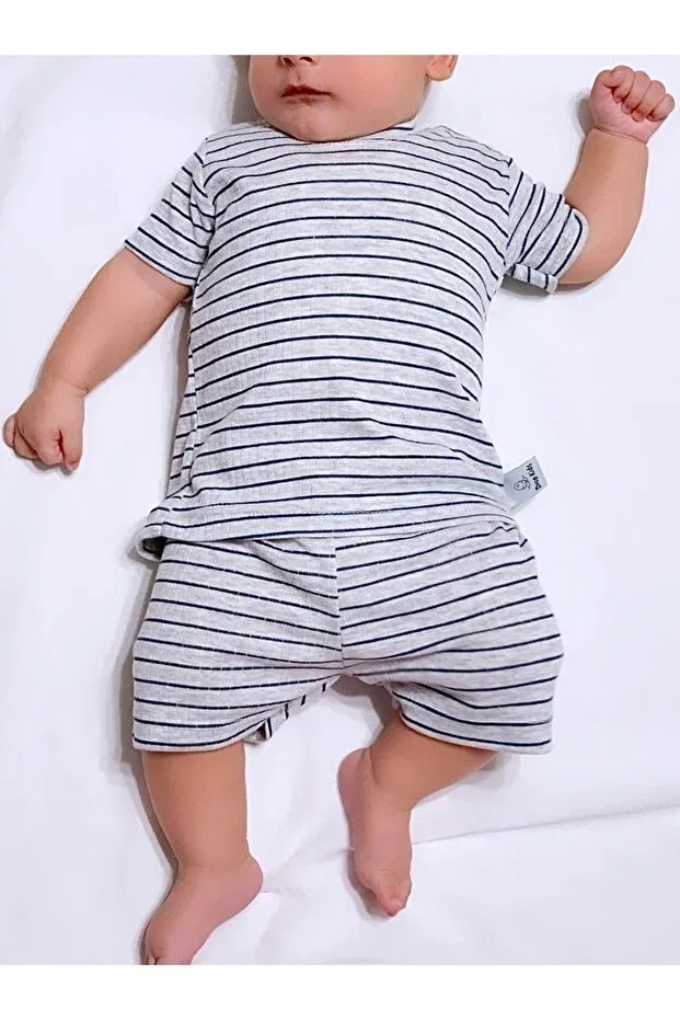 Детский комплект пижам с принтом Basics Drop Kids, Navy Blue-Grey
