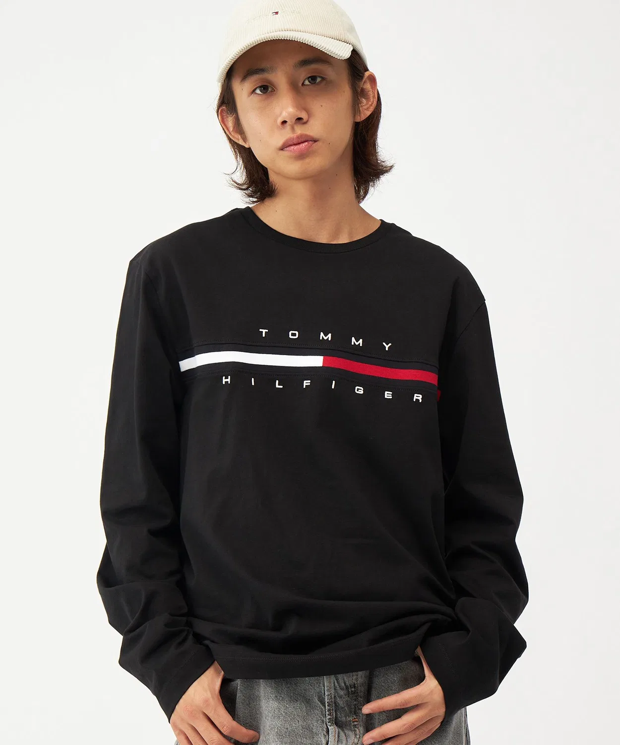 Мужская футболка с длинным рукавомс принтом TINO TEE TOMMY HILFIGER, Black