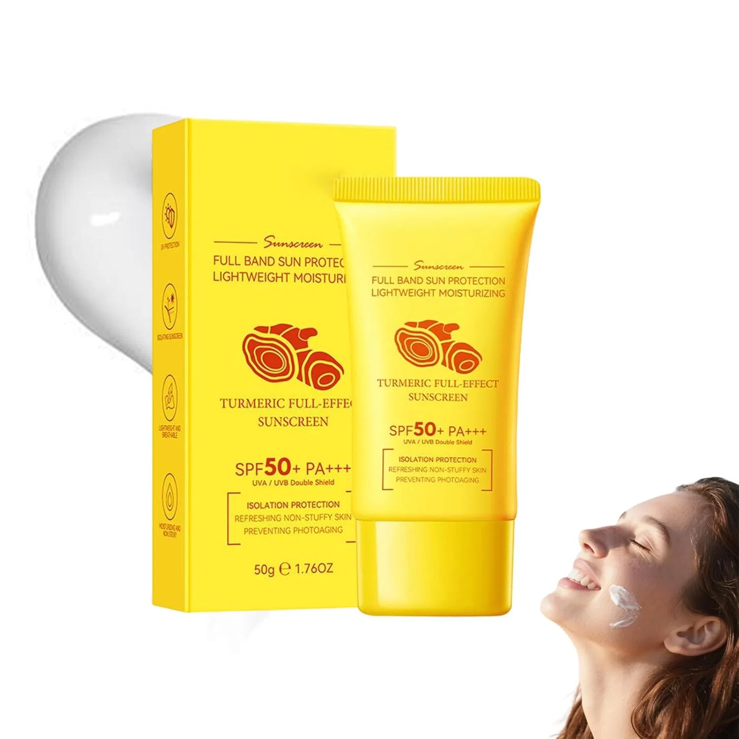 Солнцезащитный крем для лица SPF 50+ RadiantRe, 50 мл, Желтый