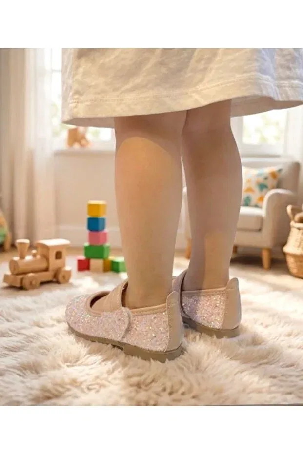 Детские балетки для девочек с липучкой Surpie Shoes, Powder Glitter — фото 3