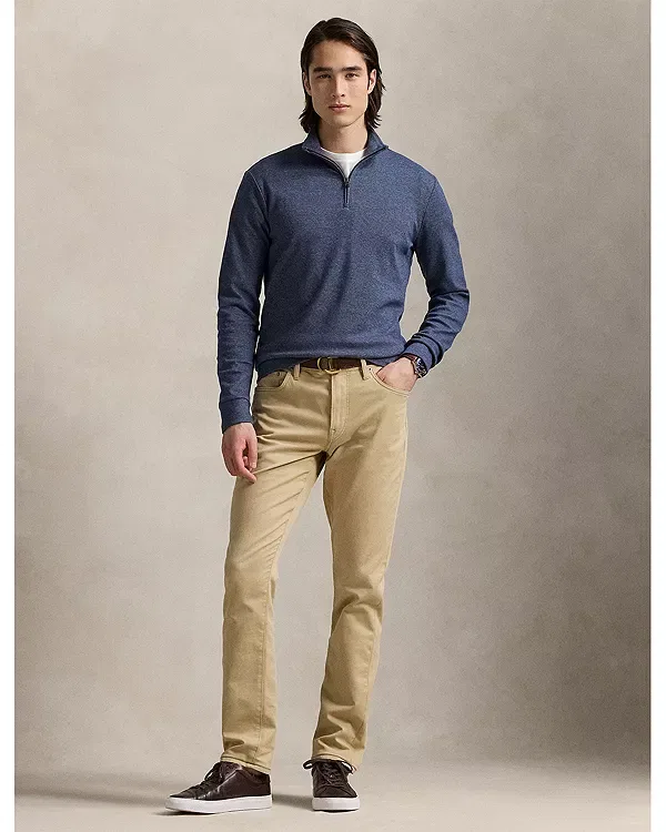 Мужской пуловер на молнии с высоким воротом Luxury Double Knit Jacquard Polo Ralph Lauren, темно-синий — фото 2