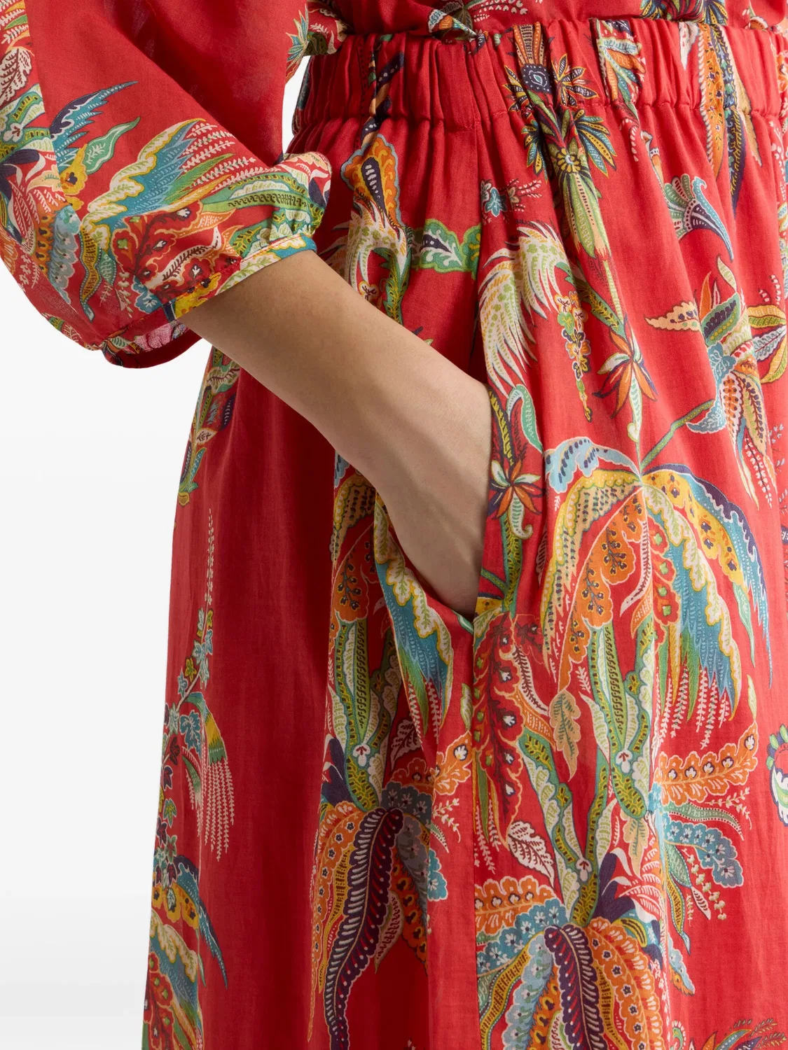 Юбка макси из хлопка, красная ETRO, красный — фото 2
