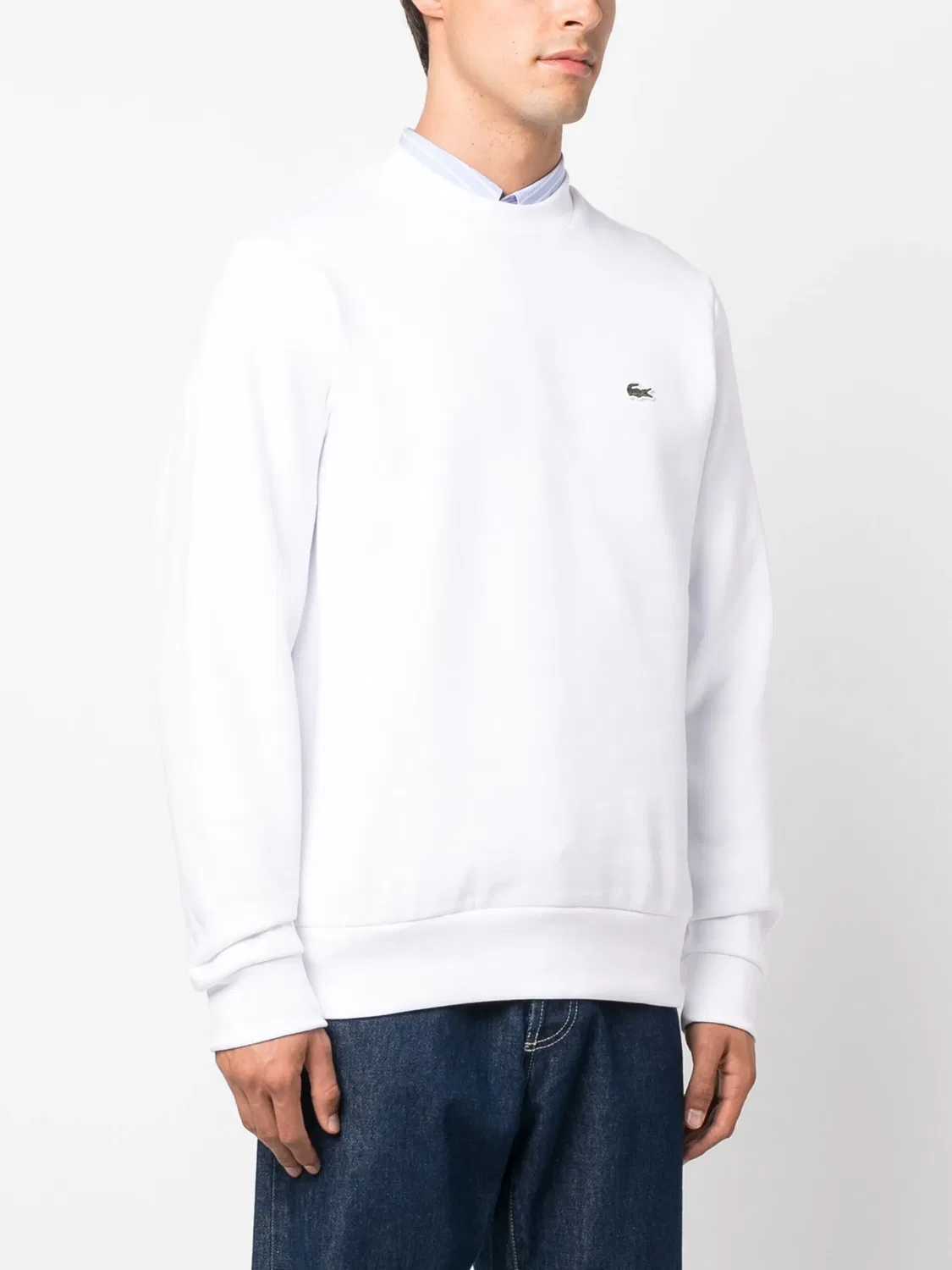 Свитшот с вышитым логотипом Lacoste, белый — фото 3