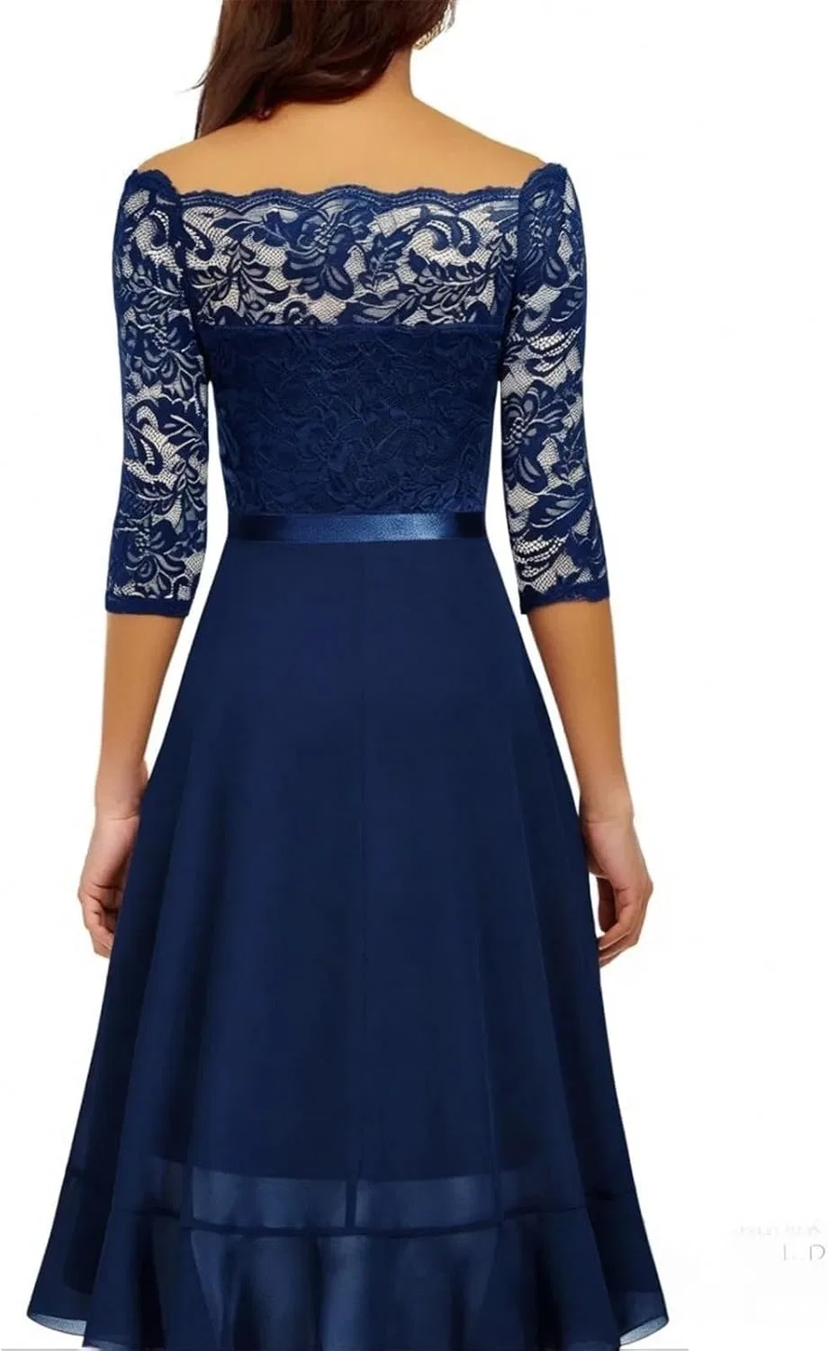 Женское вечернее платье из шифона с коротким рукавом, Dark Blue — фото 2