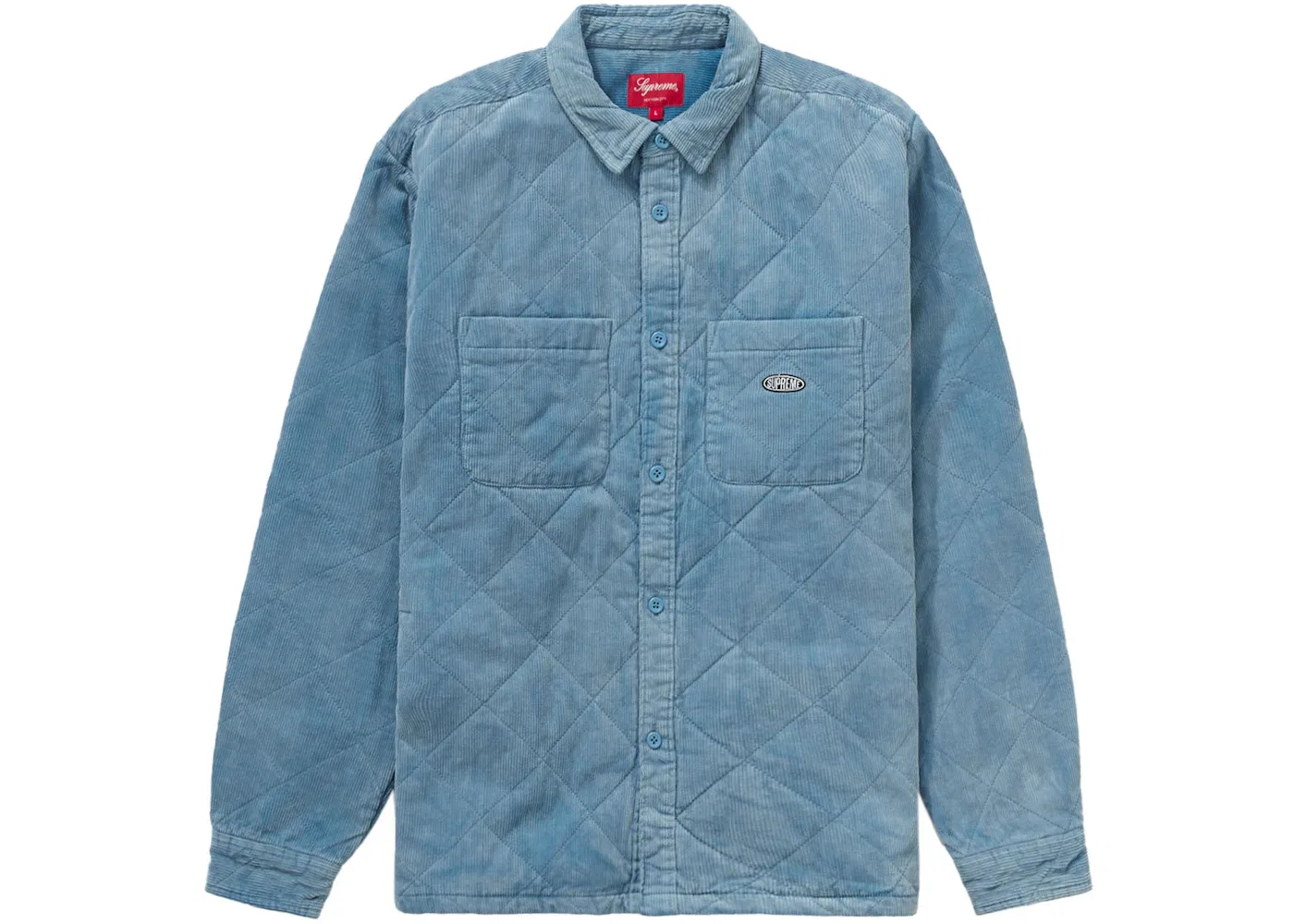 Мужская рубашка стеганая в рубчик Supreme Quilted Corduroy Shirt, цвет Slate Blue