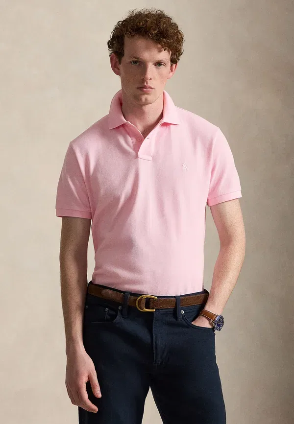Футболка поло хлопковая The iconic mesh polo shirt Polo Ralph Lauren, Bath Pink, розовый